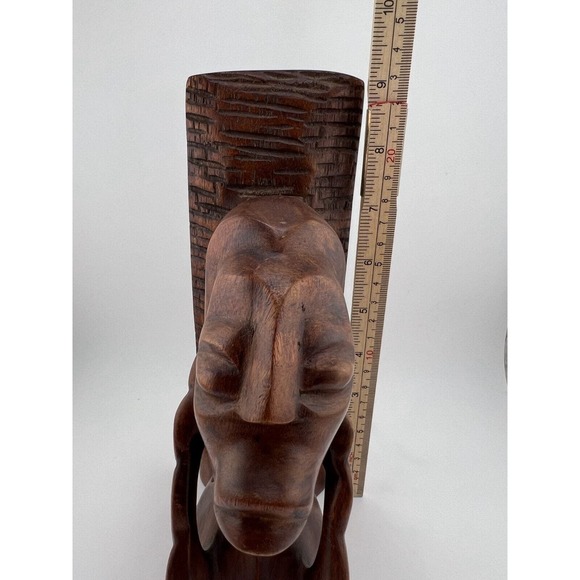 Vintage Collectible Decorative African Hand Carved Wooden Sculpture -‎ Lot of 2 - Picture 16 of 16
